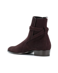 dunkellila Chelsea Boots aus Wildleder von Saint Laurent