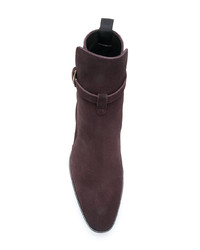 dunkellila Chelsea Boots aus Wildleder von Saint Laurent