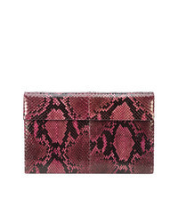 dunkellila Clutch mit Schlangenmuster