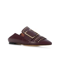 dunkellila Leder Slipper mit Fransen von Bally