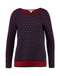 dunkellila gepunkteter Pullover mit einem Rundhalsausschnitt von Esprit