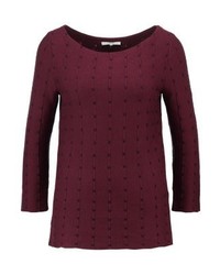 dunkellila gepunkteter Pullover mit einem Rundhalsausschnitt von mint&berry