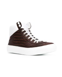 dunkellila hohe Sneakers aus Leder von Jimmy Choo