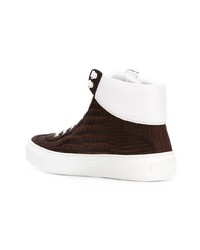 dunkellila hohe Sneakers aus Leder von Jimmy Choo