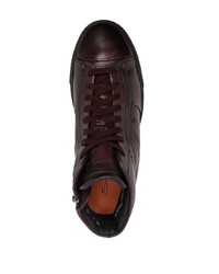 dunkellila hohe Sneakers aus Leder von Santoni