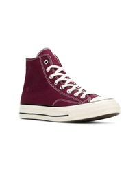 dunkellila hohe Sneakers aus Segeltuch von Converse