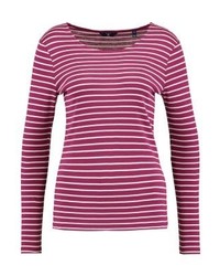 dunkellila horizontal gestreiftes Langarmshirt von GANT