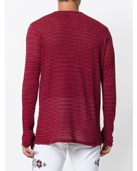 dunkellila horizontal gestreiftes Langarmshirt von Isabel Marant