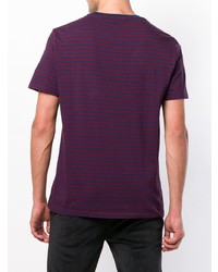 dunkellila horizontal gestreiftes T-Shirt mit einem Rundhalsausschnitt von Polo Ralph Lauren