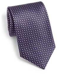 dunkellila Krawatte mit geometrischen Mustern