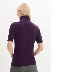 dunkellila Kurzarmpullover von bonprix