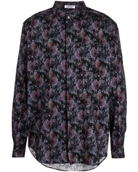 dunkellila Langarmhemd mit Blumenmuster von Engineered Garments