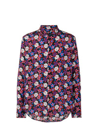 dunkellila Langarmhemd mit Blumenmuster von Garcons Infideles