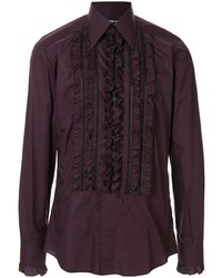dunkellila Langarmhemd mit Rüschen von Dolce & Gabbana