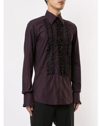 dunkellila Langarmhemd mit Rüschen von Dolce & Gabbana