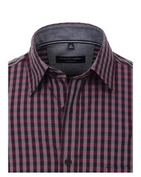 dunkellila Langarmhemd mit Vichy-Muster von Casamoda