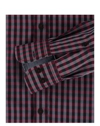 dunkellila Langarmhemd mit Vichy-Muster von Casamoda