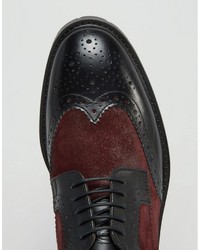 dunkellila Leder Brogues von Base London