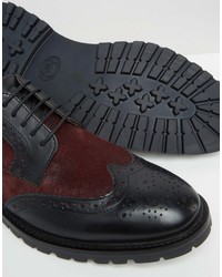 dunkellila Leder Brogues von Base London