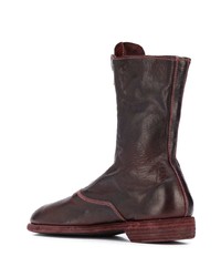 dunkellila Leder mittelalte Stiefel von Guidi