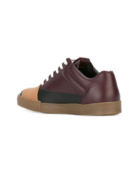 dunkellila Leder niedrige Sneakers von Marni