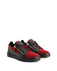 dunkellila Leder niedrige Sneakers von Giuseppe Zanotti