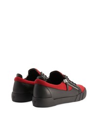 dunkellila Leder niedrige Sneakers von Giuseppe Zanotti