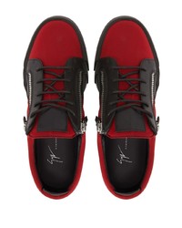 dunkellila Leder niedrige Sneakers von Giuseppe Zanotti