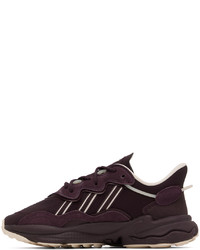 dunkellila Leder niedrige Sneakers von adidas Originals