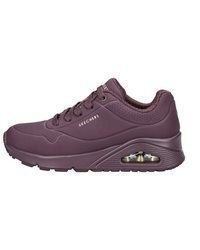 dunkellila Leder niedrige Sneakers von Skechers