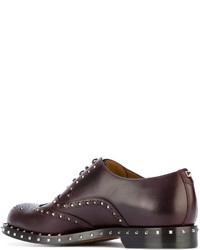 dunkellila Leder Oxford Schuhe von Valentino