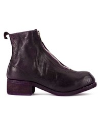 dunkellila Leder Stiefeletten von Guidi