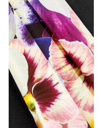 dunkellila Midikleid aus Seide mit Blumenmuster von Christopher Kane