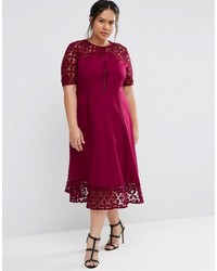 dunkellila Midikleid aus Spitze von Asos