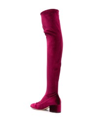 dunkellila Overknee Stiefel aus Wildleder von Sergio Rossi