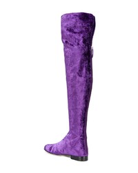 dunkellila Overknee Stiefel aus Wildleder von Alberta Ferretti