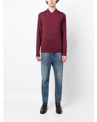 dunkellila Polo Pullover von John Smedley