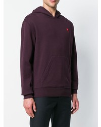 dunkellila Pullover mit einem Kapuze von AMI Alexandre Mattiussi