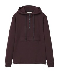 dunkellila Pullover mit einem Kapuze von Mango
