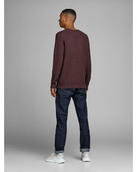 dunkellila Pullover mit einem Rundhalsausschnitt von Jack & Jones