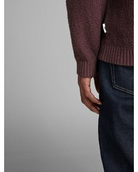 dunkellila Pullover mit einem Rundhalsausschnitt von Jack & Jones