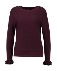 dunkellila Pullover mit einem Rundhalsausschnitt von Object