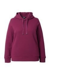 dunkellila Pullover mit einer Kapuze von Ulla Popken