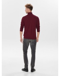 dunkellila Rollkragenpullover von ONLY & SONS