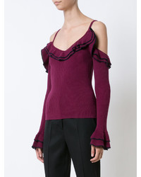 dunkellila Samtpullover von Zac Posen