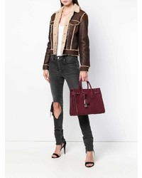 dunkellila Shopper Tasche aus Leder von Saint Laurent