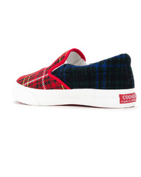 dunkellila Slip-On Sneakers mit Schottenmuster von Coohem