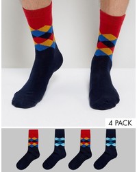 dunkellila Socken mit Argyle-Muster