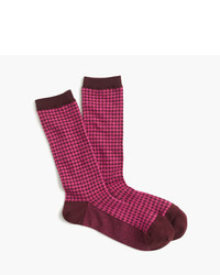 dunkellila Socken mit Hahnentritt-Muster