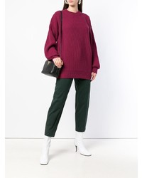 dunkellila Strick Oversize Pullover von Department 5